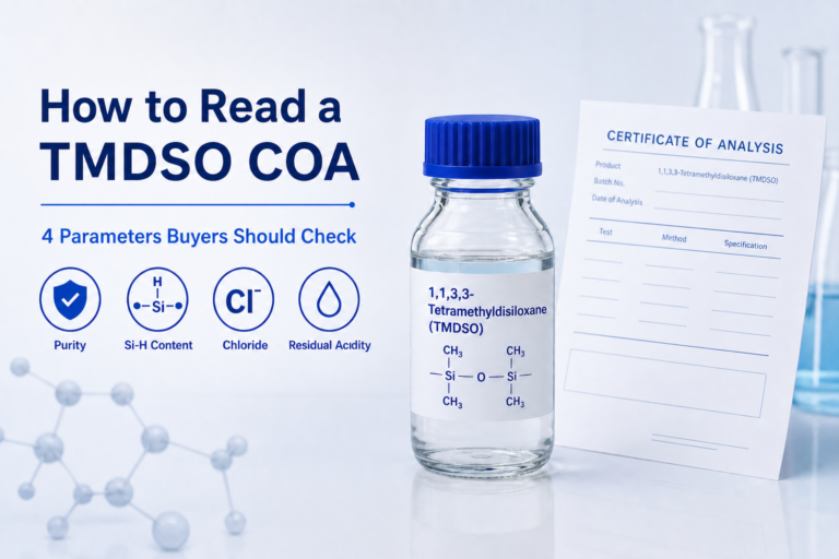 TMDSO COA guide for evaluating purity, Si-H content, chloride and residual acidity